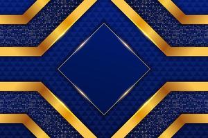 Luxushintergrund realistisches geometrisches Blau mit goldenem Glitzerglanzeffekt vektor