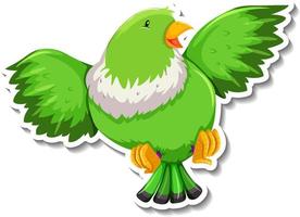 söt grön fågel djur tecknad klistermärke vektor