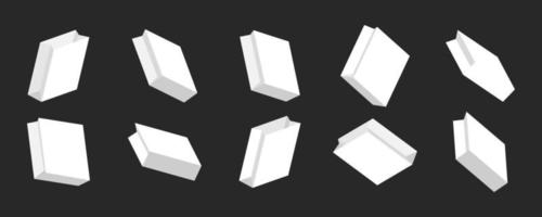 vit papperspåssamling med olika vyer och vinklar vektor