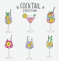 bunte handgezeichnete Cocktailkollektion vektor