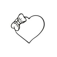 Doodle-Herz-Symbol. Liebessymbol mit Schleife. niedliche handgezeichnete grafische Illustration isoliert auf weißem Hintergrund. einfaches Zeichen im Umrissstil. Kunstskizzenmuster vektor