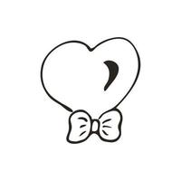 Doodle-Herz-Symbol. Liebessymbol mit Schleife. niedliche handgezeichnete Vektorgrafik isoliert auf weißem Hintergrund. einfaches Zeichen im Umrissstil. Kunstskizzenmuster vektor