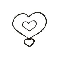 Doodle-Herz-Symbol. Liebessymbol. niedliche handgezeichnete grafische Illustration isoliert auf weißem Hintergrund. einfaches Zeichen im Umrissstil. Kunstskizzenmuster vektor