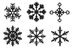 snöflinga vinter- svart silhuett på vit bakgrund vektor