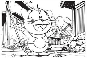 teckning nobita nobi Doraemon fri design vektor