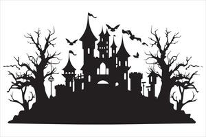 Halloween Hexe Haus Silhouette Design kostenlos vektor