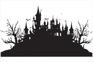 Halloween Hexe Haus schwarz Silhouette kostenlos vektor