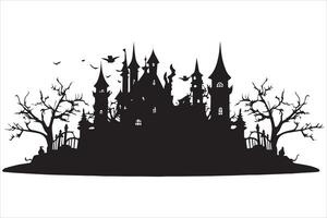 Halloween Hexe Haus Silhouette kostenlos vektor