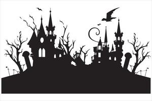 Halloween Hexe Haus Silhouette kostenlos vektor