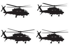 Hubschrauber Silhouette im schwarz isoliert auf Weiß Hintergrund Profi vektor