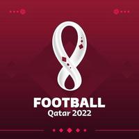 qatar 2022 fotbollstävling vektordesign. inte officiell logotyp qatar 2022 på röd vinröd bakgrundsmönster för banderoller, affischer, sociala medier kit, mallar, resultattavla. vektor