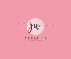 anfängliches jw feminines logo schönheitsmonogramm und elegantes logodesign, handschriftlogo der ersten unterschrift, hochzeit, mode, blumen und botanik mit kreativer vorlage. vektor