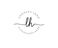 första lh feminin logotyp skönhet monogram och elegant logotyp design, handstil logotyp av första signatur, bröllop, mode, blommig och botanisk med kreativ mall. vektor