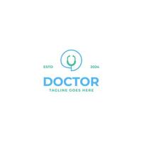 Arzt konsultieren mit Stethoskop und Plaudern Logo Design Illustration Idee vektor