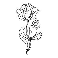 minimalistisk estetisk blomma tulpan klotter skriva ut för Hem dekor vektor