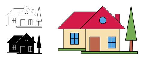 bostads- ikon uppsättning. hus symbol modern platt design för affisch, app, webb, social media. vektor