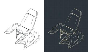 gynekologisk undersökning stol isometrisk ritningar vektor