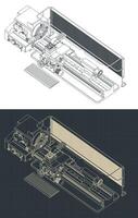 Mahlen Maschine isometrisch Blaupausen vektor