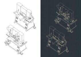 stansa maskin isometrisk ritningar vektor