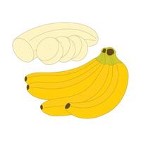 Karikatur Illustration Banane und geschält Banane Symbol isoliert auf Weiß vektor