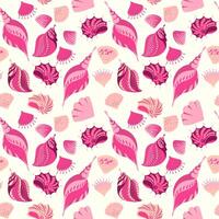 Pastell- Rosa süß Ozean Meer Muscheln nahtlos Muster. Hand gezeichnet. abstrakt künstlerisch Marine Drucken. Vorlage zum Entwürfe, Notizbuch Abdeckung, Verpackung Papier, exotisch Hintergrund vektor