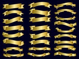 golden Farbe Band Elemente. Gold Gliederung modern einfach Bänder Sammlung. eben Banner Band zum dekorativ Design. Bänder, Banner, Abzeichen, Etiketten Design Elemente. vektor