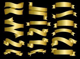 gyllene Färg band element. guld översikt modern enkel band samling. platt baner band för dekorativ design. band, banderoller, märken, etiketter design element. vektor