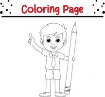 Schüler mit groß Bleistift Färbung Buch Seite zum Kinder. vektor