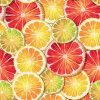 sömlös mönster med citron, kalk och grapefrukt skivor vektor