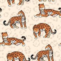 sömlös mönster med jaguar och djur- skriva ut vektor