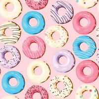 nahtlos Muster mit hoch detailliert Pastell- Donuts vektor