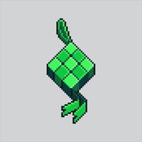 pixel konst illustration ketupat. pixelated eid ketupat. islamic eid mubarak Ketupat ris pixelated för de pixel konst spel och ikon för hemsida och spel. gammal skola retro. vektor