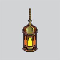 pixel konst illustration lykta. pixelated arabicum lykta. arab lykta dekoration pixelated för de pixel konst spel och ikon för hemsida och spel. gammal skola retro. vektor