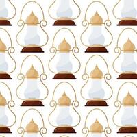 Öl oder Kerosin Lampe. Jahrgang Lampe im eben Stil. nahtlos Muster zum Textil, Verpackung Papier, Hintergrund. vektor