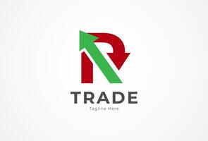 Handel Logo, abstrakt Brief r von zwei Kombinationen von oben und Nieder Pfeile, verwendbar zum handeln, logistisch und Unternehmen Logos, Illustration vektor