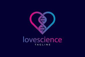 kärlek logotyp design, hjärta med dna ikon kombination, användbar vetenskap, teknologi och företag logotyper, illustration vektor