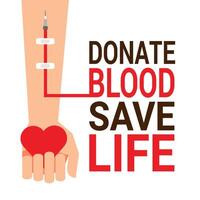 hand av blod givare med hjärta för värld blod givare dag vektor