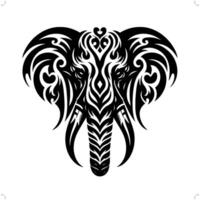 elefant i modern stam- tatuering, abstrakt linje konst av djur, minimalistisk kontur. vektor
