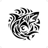 haj fisk i modern stam- tatuering, abstrakt linje konst av djur, minimalistisk kontur. vektor