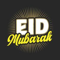 eid mubarak text hälsning kort mall design på mörk bakgrund. eid ul-fitr, eid ul-adha. religiös Semester. eid kalligrafi, affisch, baner. firande affisch design. vektor