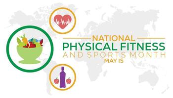 National physisch Fitness und Sport Monat beobachtete jeder Jahr im dürfen. Vorlage zum Hintergrund, Banner, Karte, Poster mit Text Inschrift. vektor