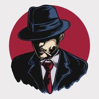 Mafia-Mann Premium-Vektor-Illustration-T-Shirt-Design vektor