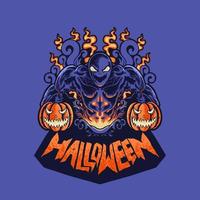 skrämmande pumpa monster halloween premium vektor thshirt designillustration