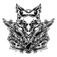 Wolfskopf-Vektorillustrations-T-Shirt-Design vektor