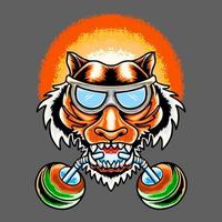 premium tigerhuvud vektorillustration tshirtdesign vektor