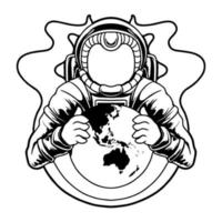 astronaut galaxy utrymme premium vektor illustration tshirt design