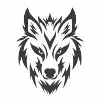 Illustration Grafik von Stammes- Kunst Design Wolf Gesicht mit Scharf Augen auf ein Weiß Hintergrund vektor