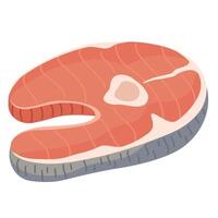 lax biff. skära bit av röd fisk med rå färsk kött. skiva av hav mat, öring. friska skaldjur, äter. platt grafisk illustration isolerat på vit bakgrund vektor