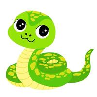 söt tecknad serie orm. Lycklig rolig orm med fläckar på hud. färgad platt illustration isolerat på vit bakgrund vektor