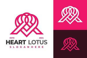 brev en hjärta lotus logotyp design symbol ikon illustration vektor